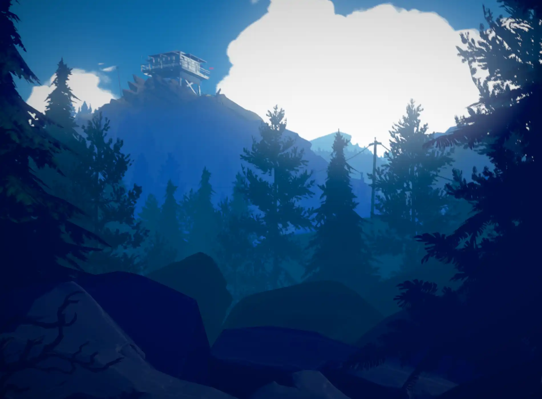 A view of Thorofare Lookout in Firewatch.