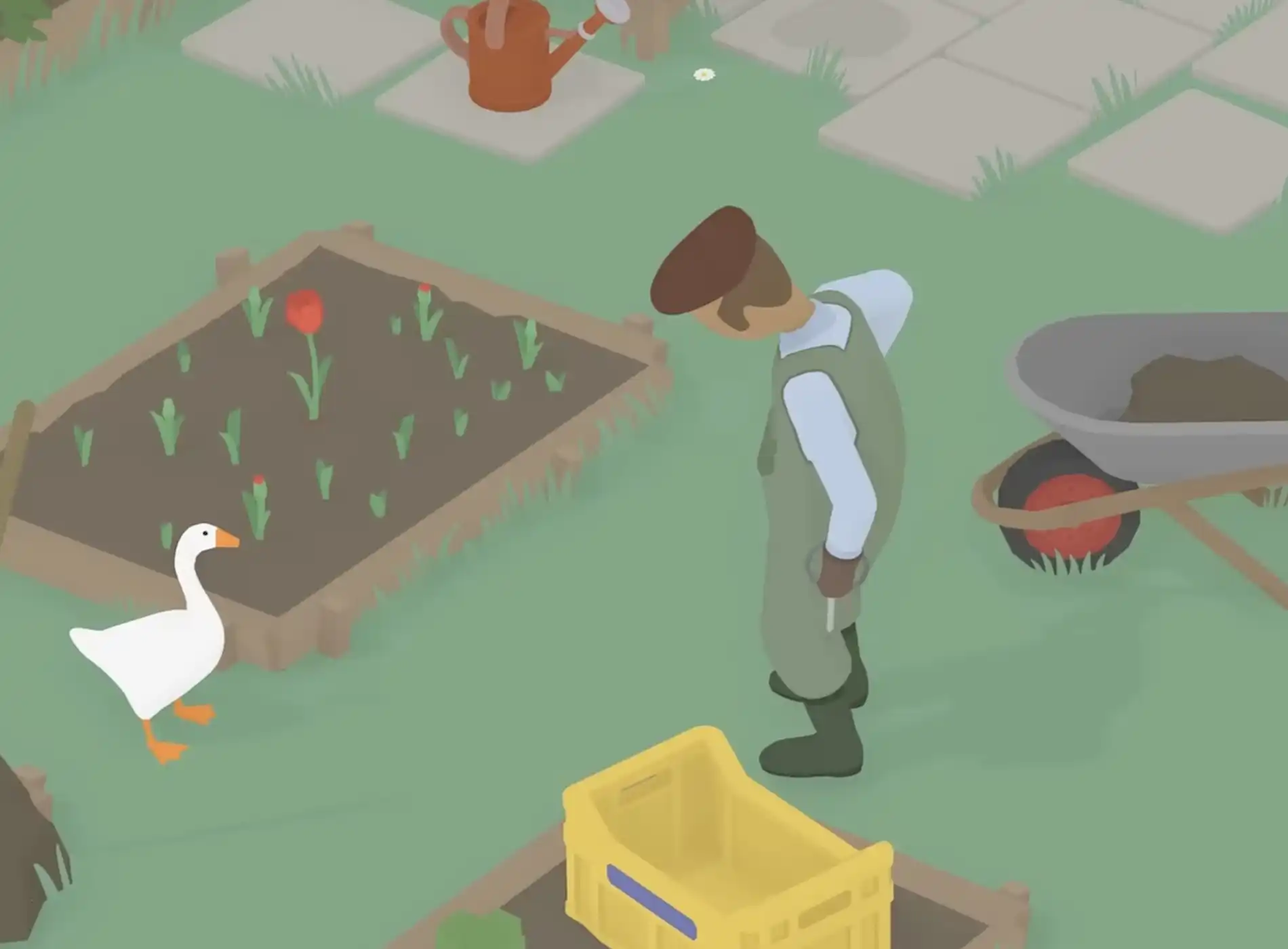 A scene from Untitled Goose game.